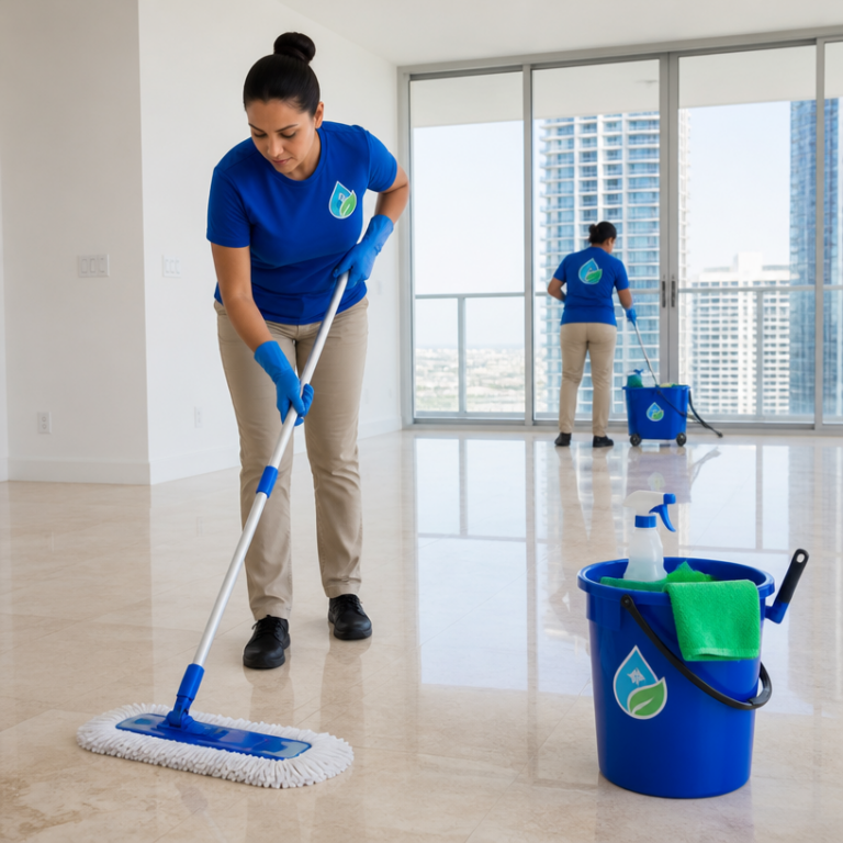Move-Out Cleaning service by A&Y Servicios de Limpieza Generales LLC showing a professional cleaning a vacant apartment in Miami-Dade County