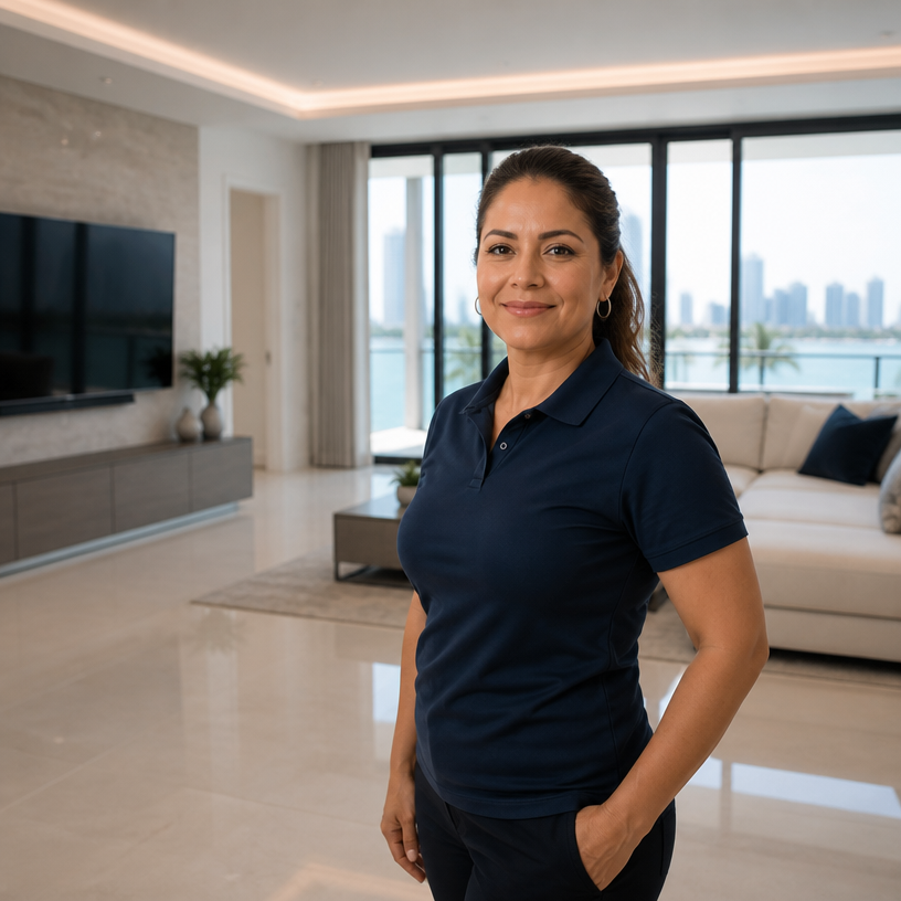 Bright, freshly cleaned apartment living room in Miami